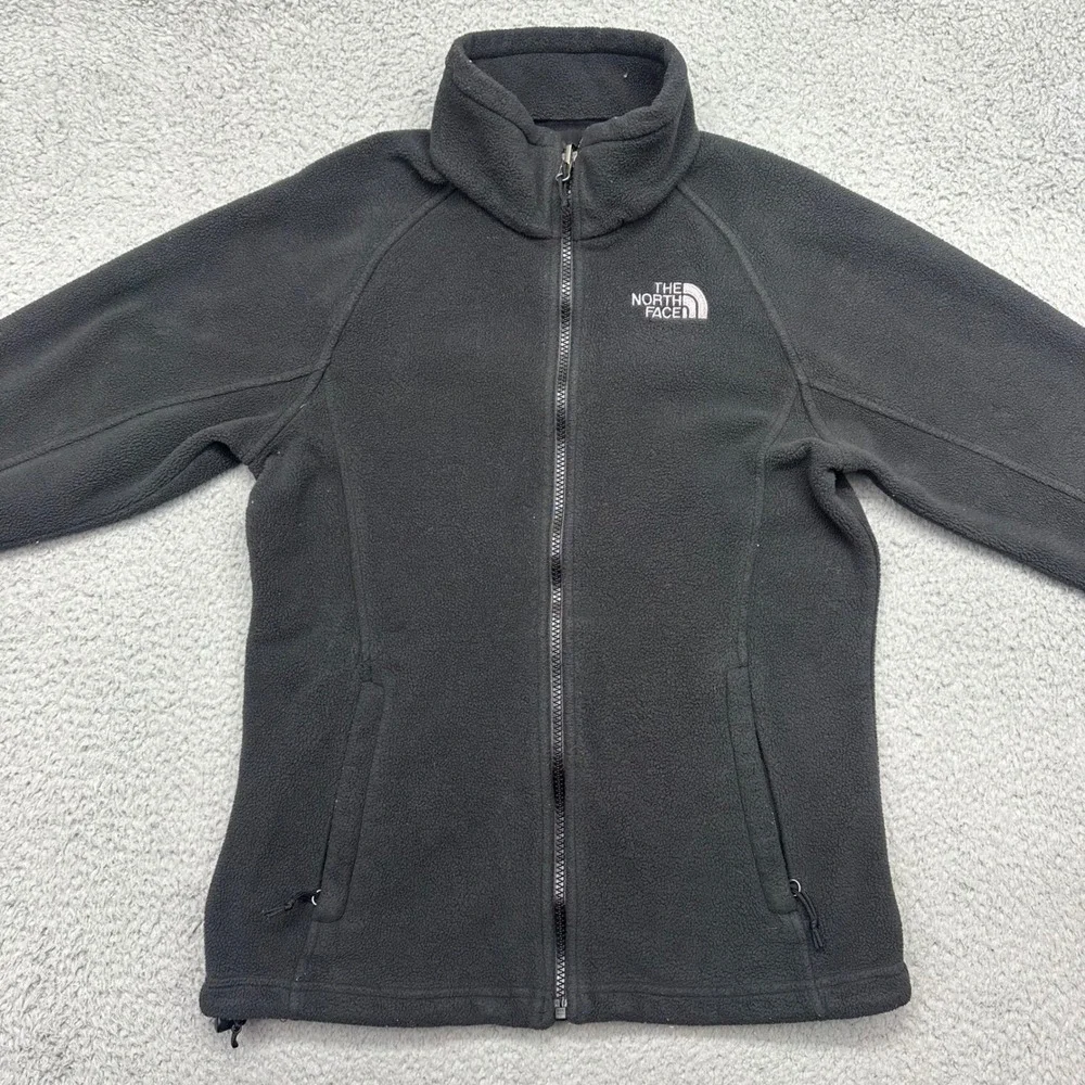 The North Face T201 F13‎ Womens Small Full Zip Black Poly Fleece Jacket CR04JK3